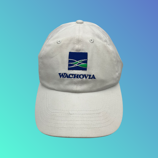 "Wachovia" White Strapback Hat