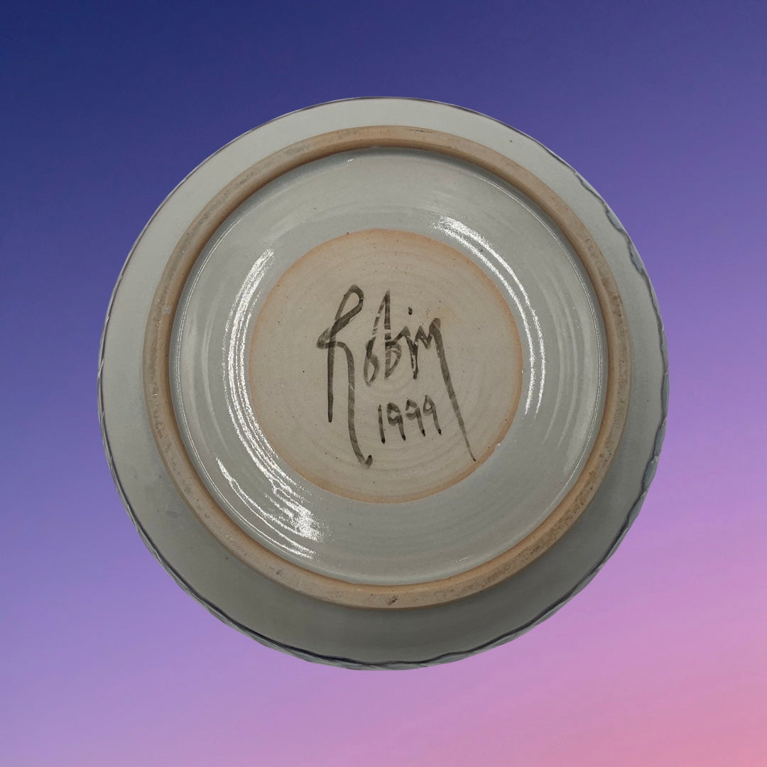 Signed, Ceramic Pottery 11" Mixing Bowl by Robin (1999)