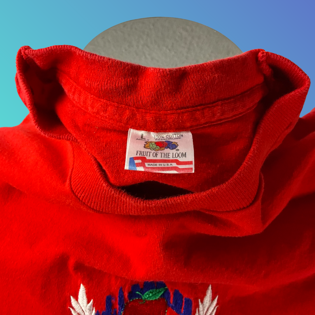 Vintage “New York The Big Apple” Red Single Stitch T-Shirt (L)