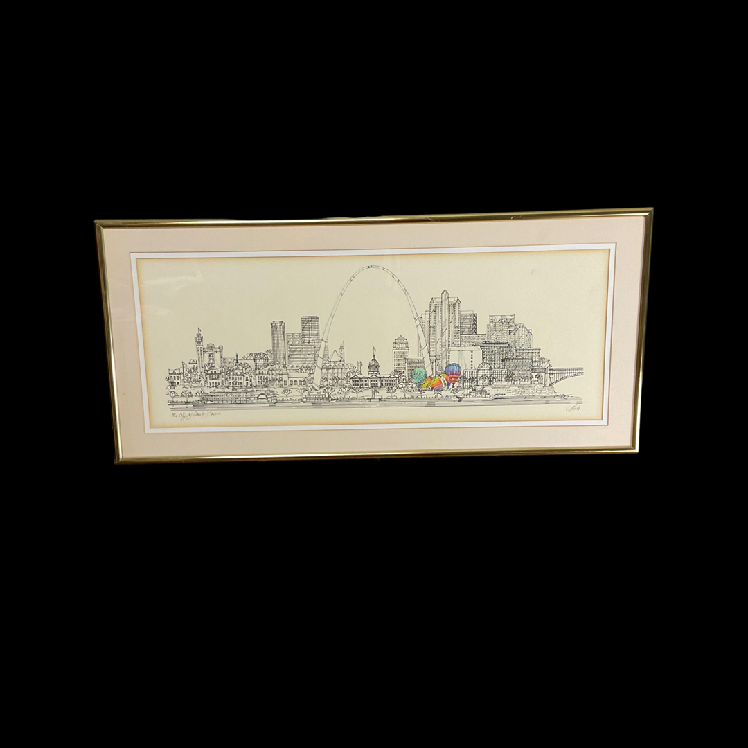 Signed, Framed The City of Saint Louis by John Pils Art Print