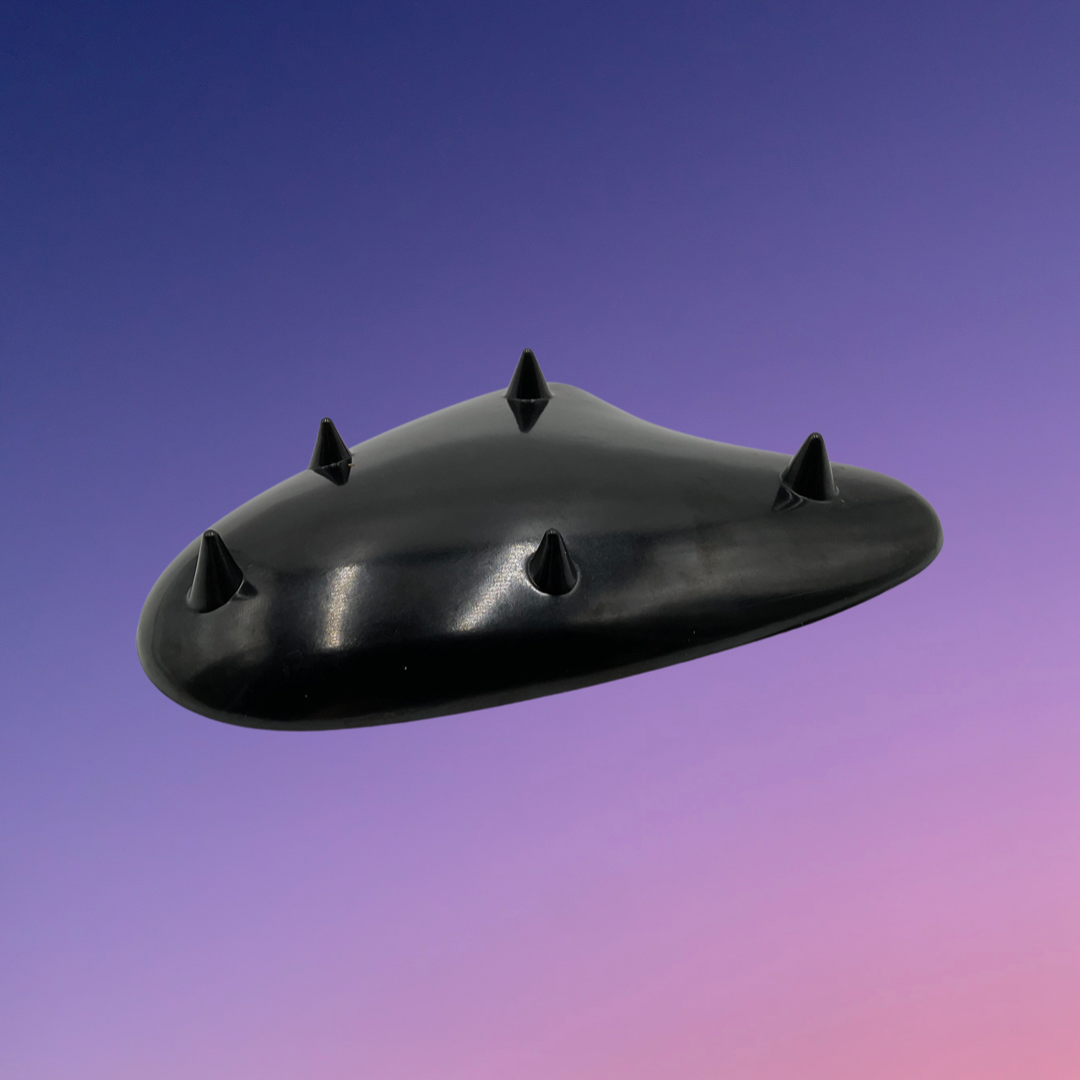 Midcentury Modern Black Plastic Footed Boomerang Ashtray