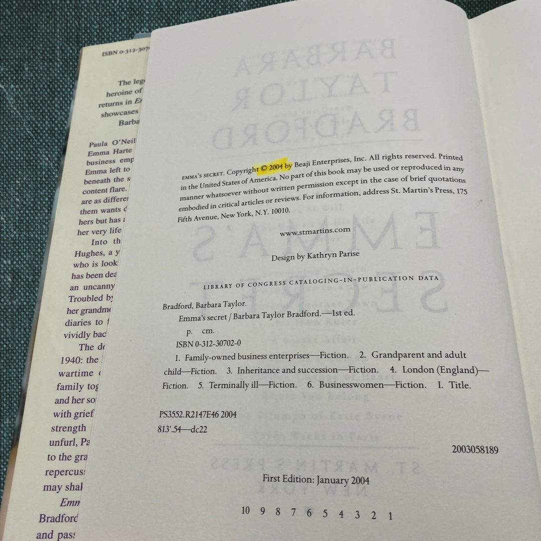 Emma’s Secret by Barbara Taylor Bradford (2004)