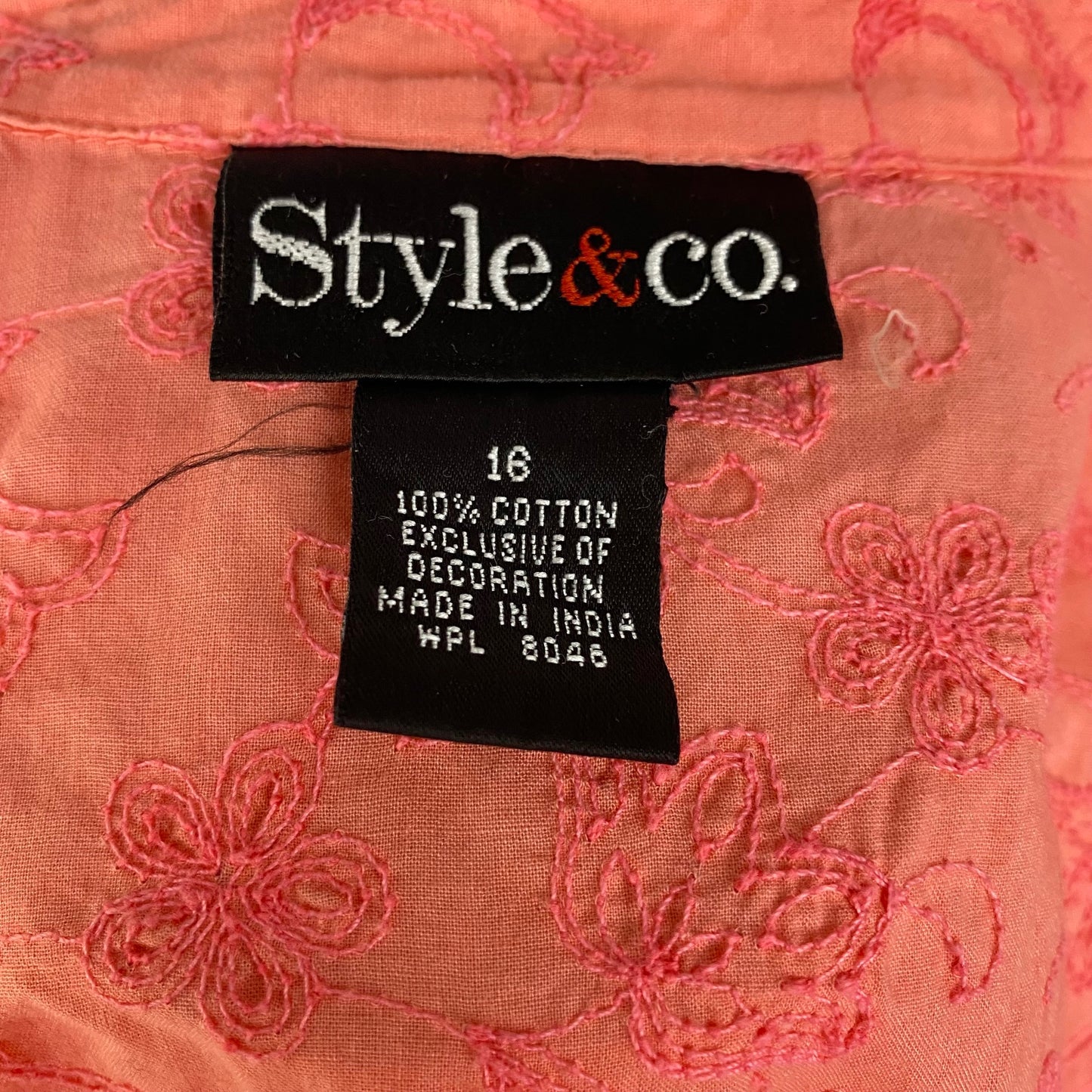 Style & Co. Embroidered Floral Short Sleeve Button Up Shirt (16)