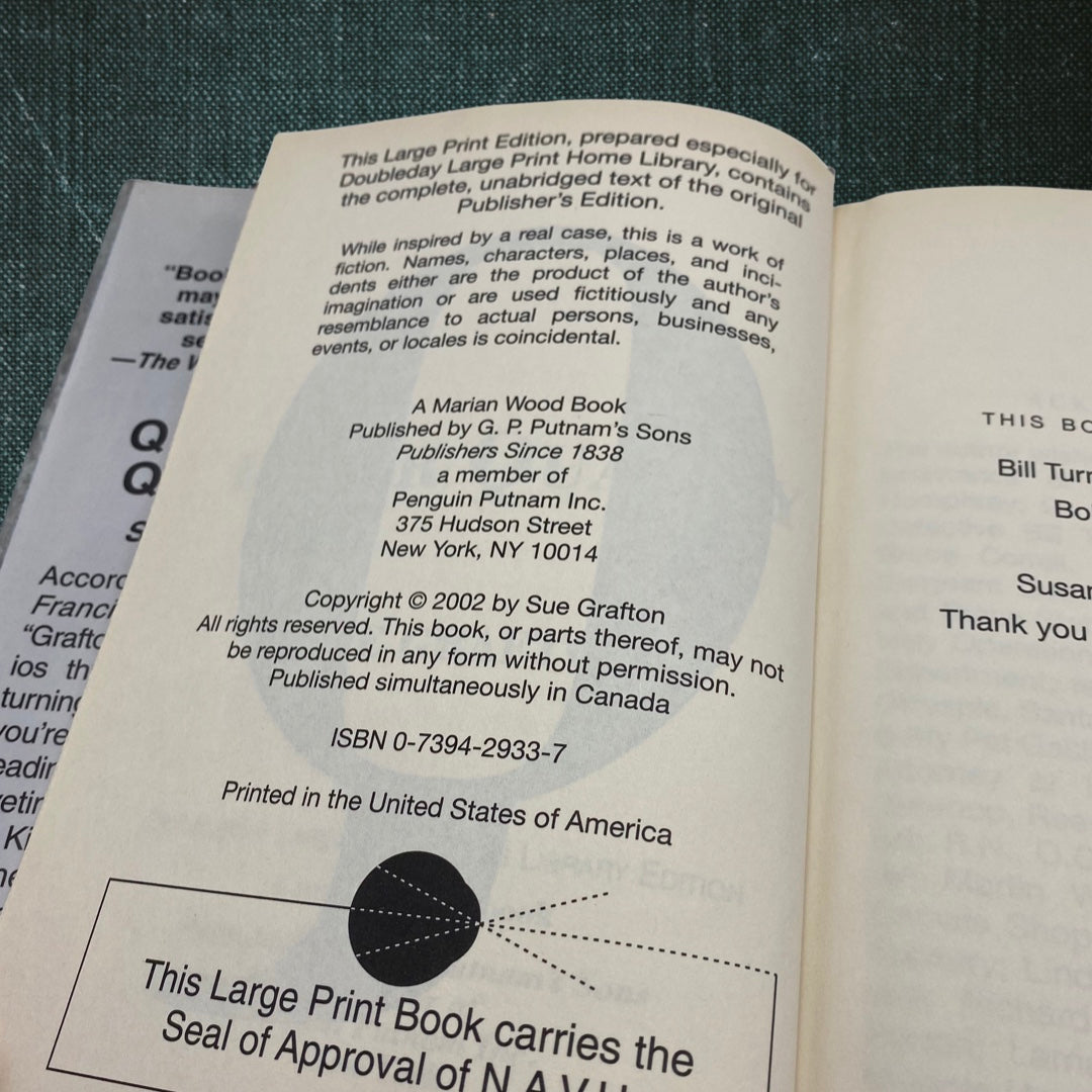 Q is for Quarry by Sue Grafton (2002)