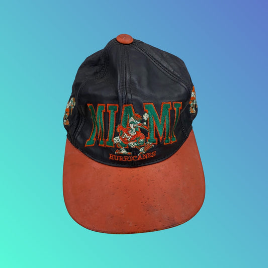 "Miami Hurricanes" Leather Baseball Hat