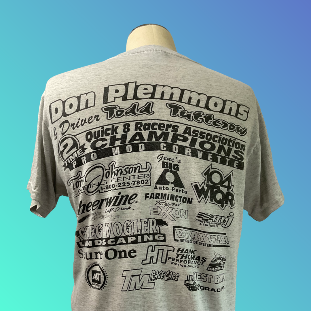 Hanes “Don Plemmons Two Time Quick 8 Racers Association Champions” Grey T-Shirt