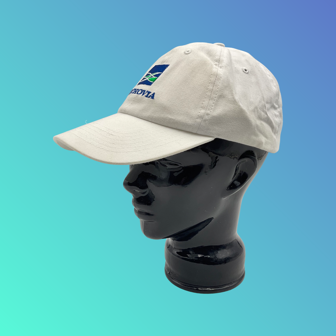 "Wachovia" White Strapback Hat