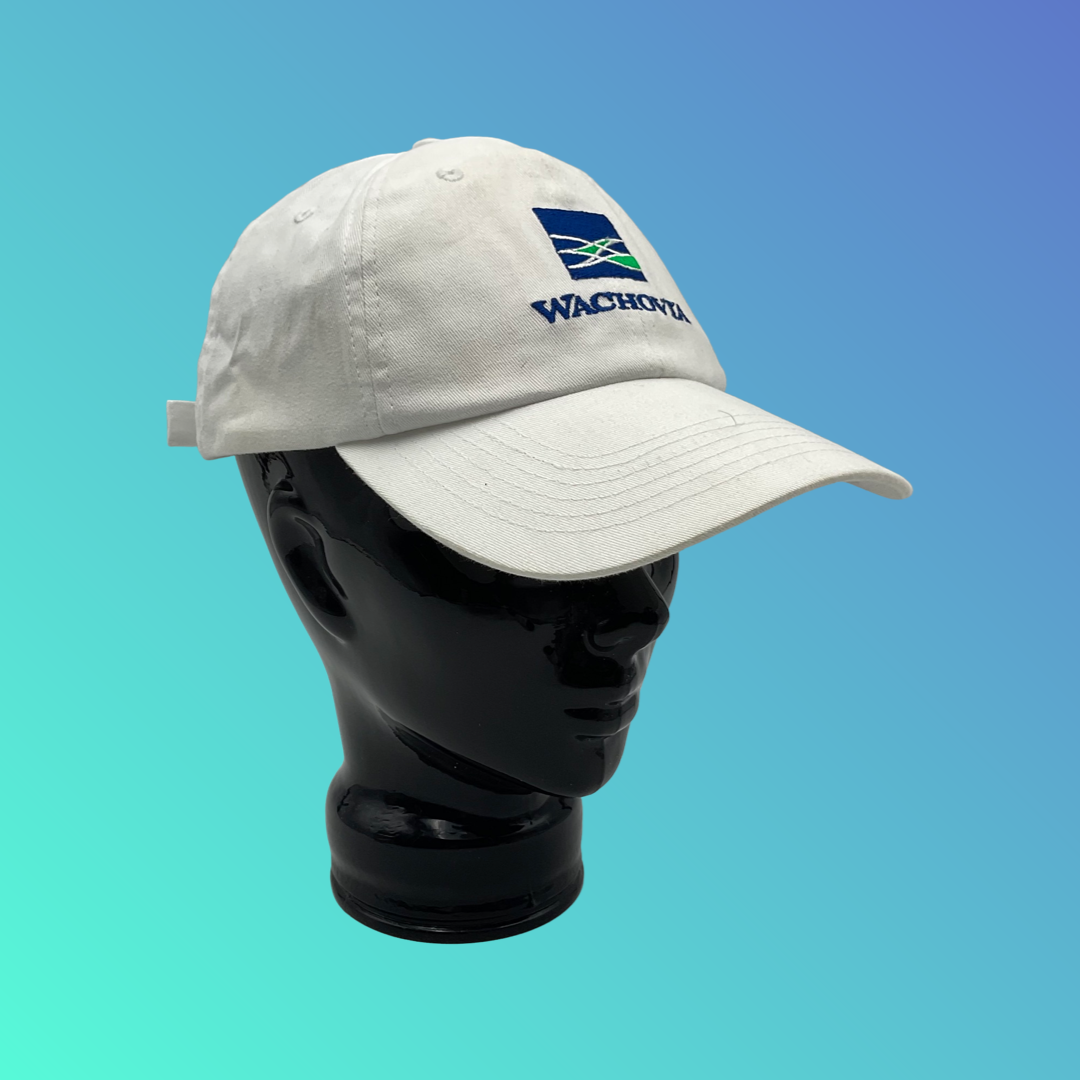 "Wachovia" White Strapback Hat