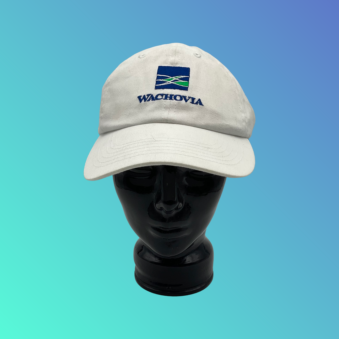 "Wachovia" White Strapback Hat