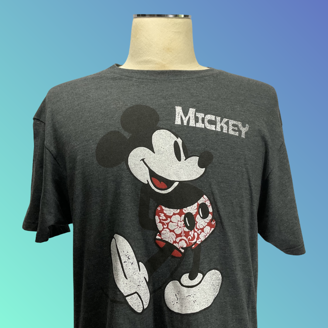 Disney “Mickey” Hawaiian Shorts Grey T-Shirt (L)