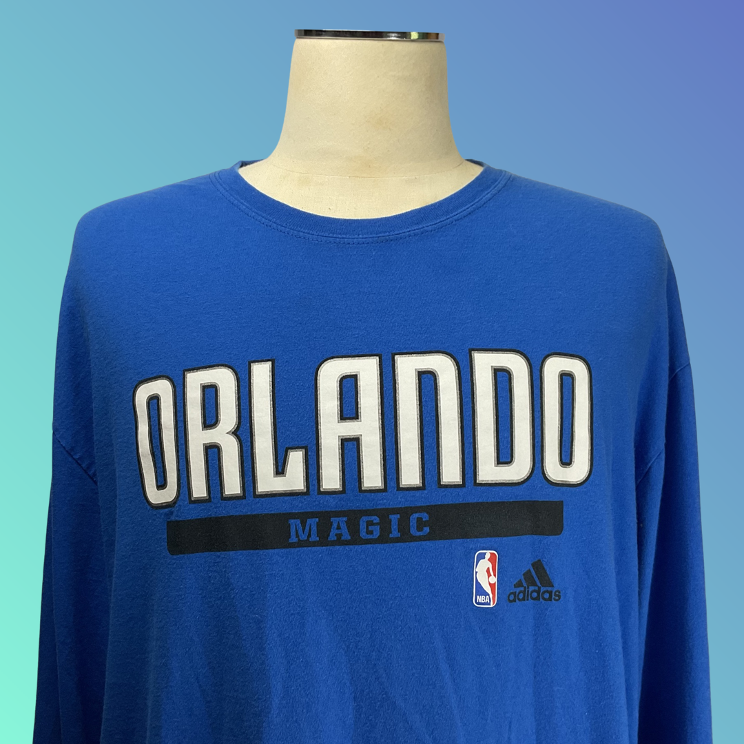 Adidas “Orlando Magic” Blue Long-Sleeve T-Shirt (XXL)