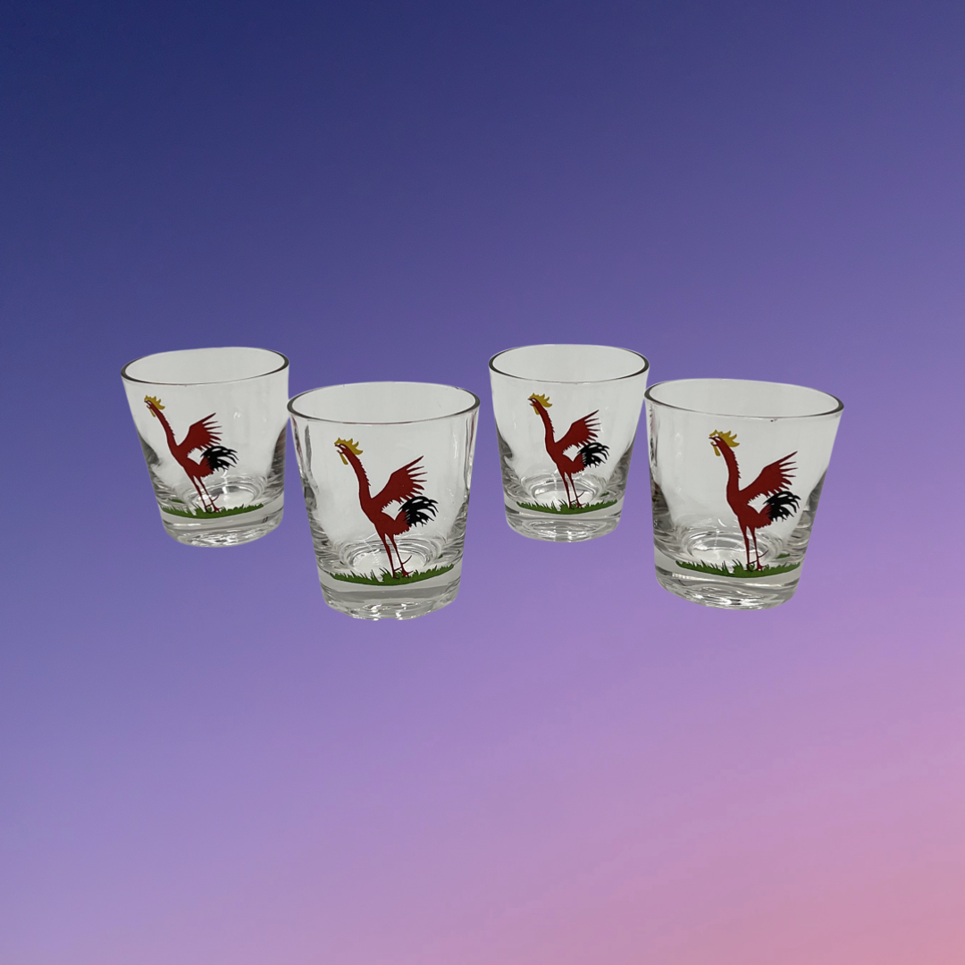 Federal Glass Red Rooster Glasses (Set of 4)