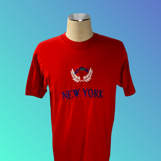 Vintage “New York The Big Apple” Red Single Stitch T-Shirt (L)