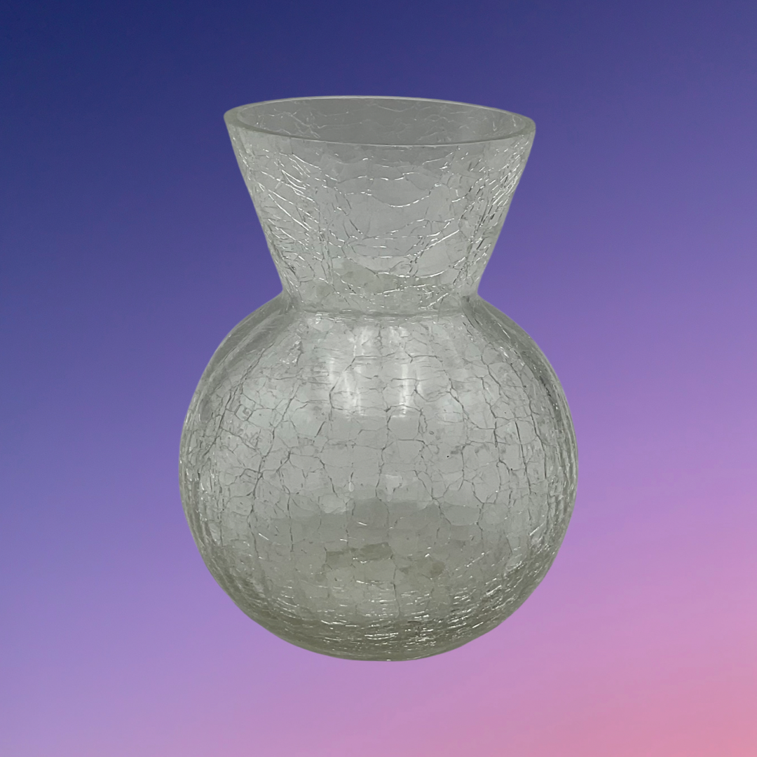 Crackle Glass Clear Vase (5")