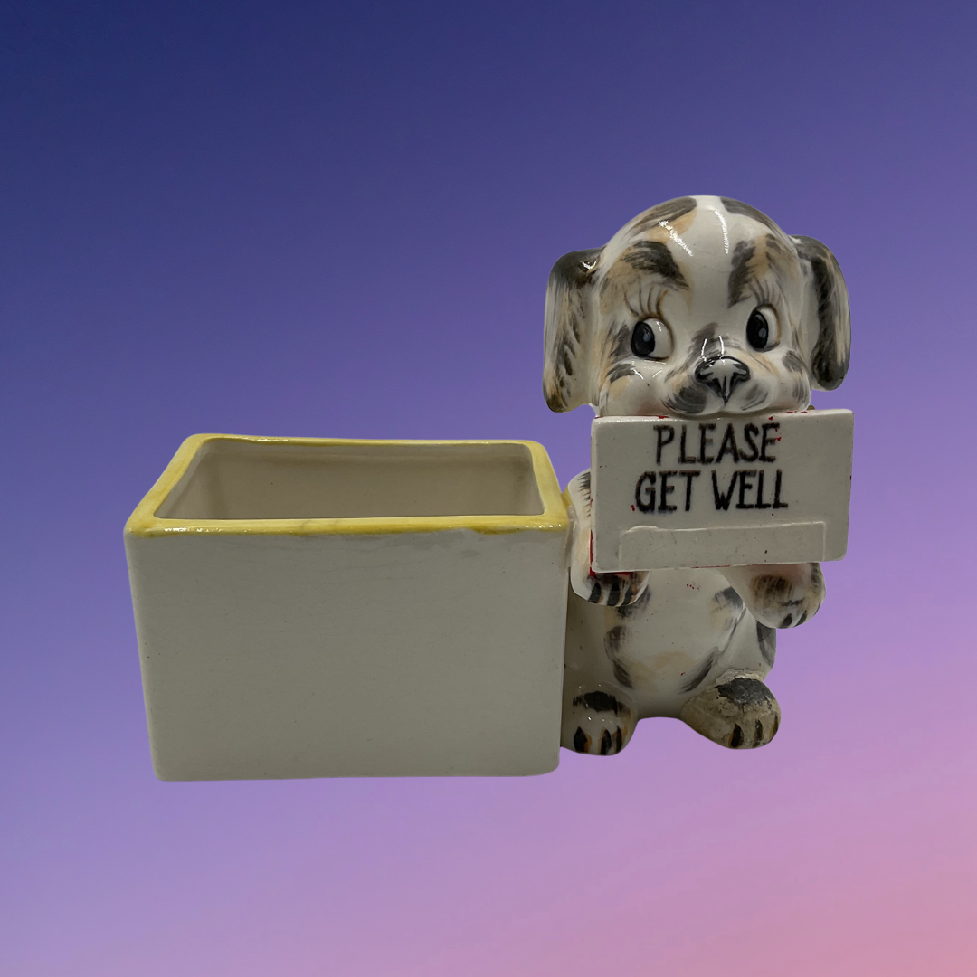 Napco "Please Get Well" Dog Planter (1956) *REPAIRED*