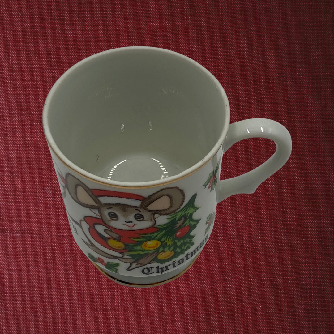 Lefton Christmas Mouse with Tree Mug (662)