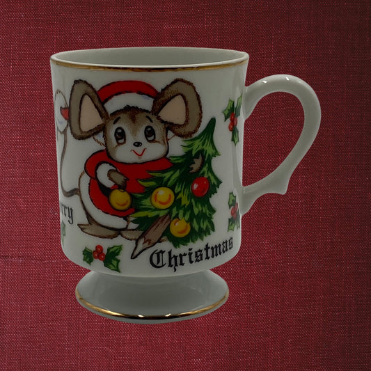 Lefton Christmas Mouse with Tree Mug (662)