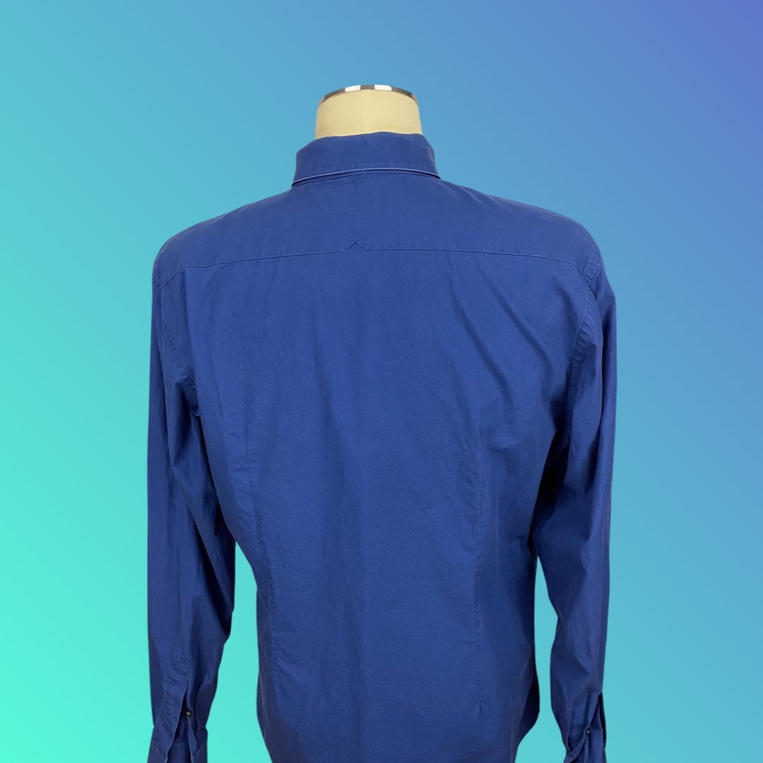 Zara Man Blue Long Sleeve Button Up Shirt (XL)